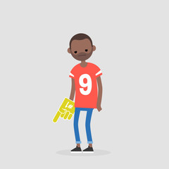 Young upset football fan. Loss. Sport. Flat editable vector illustration, clip art