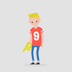 Young upset football fan. Loss. Sport. Flat editable vector illustration, clip art