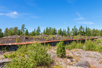 Obraz premium Roof of a fortress that is blasted into the rock, Vaberget, Karsborg in Sweden