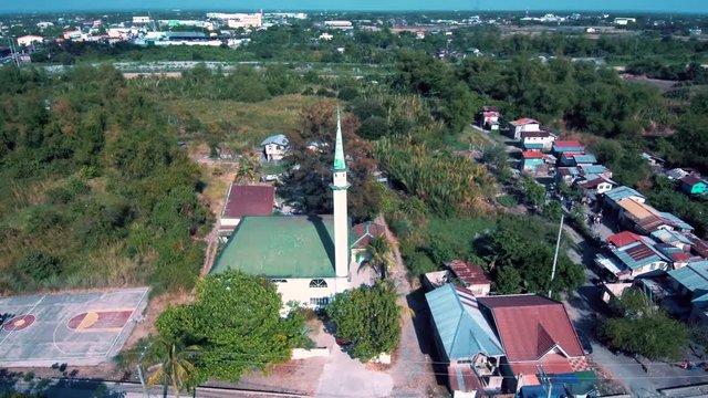 Aerial drone video of a sacred masjid of muslims