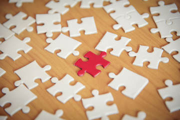 The business team consists of a jigsaw puzzle representing the support team and the concept.