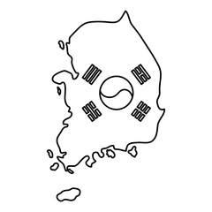 south korea map with flag design over white background, vector illustration