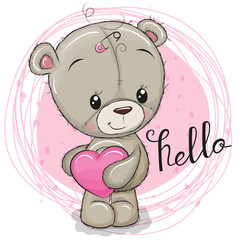 Fototapeta premium Cute Teddy Bear girl with heart