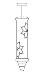 Indian pichkari with floral design over white background, vector illustration