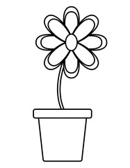 Beautiful flower in a pot icon over white background, vector illustration