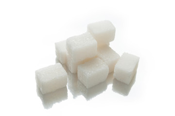 Crystal white sugar cubes, carbohydrates.