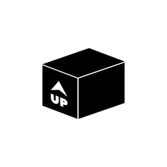 Box with Arrow Up Inward, Incoming Loading. Flat Vector Icon illustration. Simple black symbol on white background. Box Arrow Up Inward, Loading sign design template for web and mobile UI element