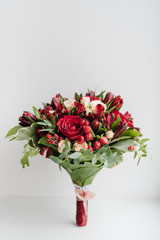 the bride's bouquet, Red roses, wedding day