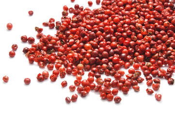 Pepper pink peas isolated on white