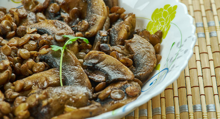 Mushroom Lemon and Lentil Salad