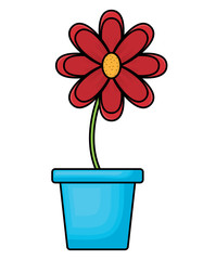 Beautiful flower in a pot icon over white background, vector illustration