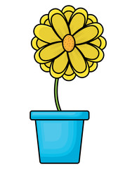 Beautiful flower in a pot icon over white background, vector illustration