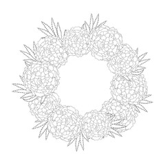 Marigold Flower - Tagetes Wreath Outline