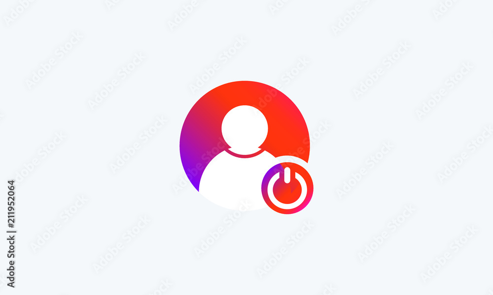 Poster people / user with power symbol vector icon