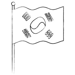 south korea flag icon over white background, vector illustration