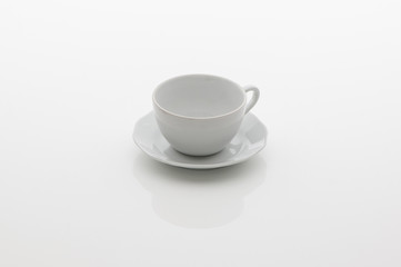 Obraz na płótnie Canvas ceramic kitchen cup for tea and saucer on white background