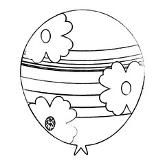 balloon with floral design over white background, vector illustration