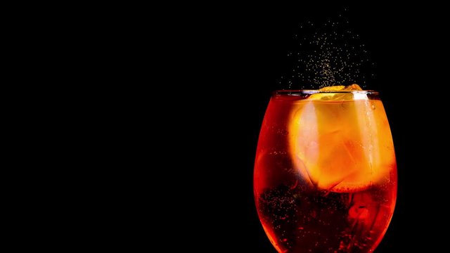 coctail aperol spritz on black background