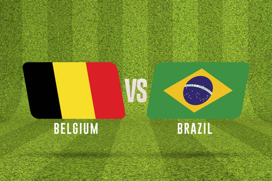 Brazil versus Belgium soccer quarter final match. 3D Rendering