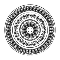 Indian mandala icon over white background, vector illustration