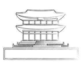 South korea design with palace landmark icon over white background, vector illustration