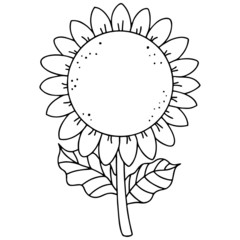Sunflower cartoon illustration isolated on white background for children color book