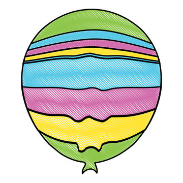 balloon with striped design over white background, vector illustration
