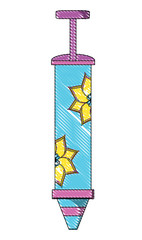 Indian pichkari with floral design over white background, vector illustration