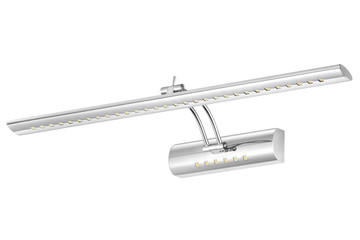 Shiny silver steel, LED lamp sconce isolated on white background