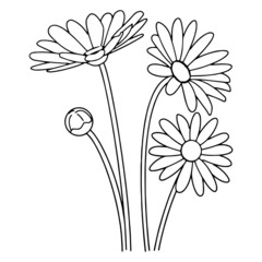 Flower cartoon illustration isolated on white background for children color book - obrazy, fototapety, plakaty