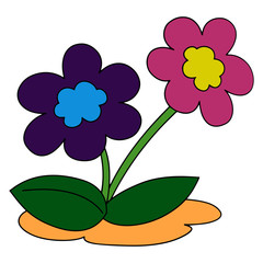 Flower cartoon illustration isolated on white background for children color book