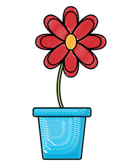 Beautiful flower in a pot icon over white background, vector illustration