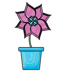 Beautiful flower in a pot icon over white background, vector illustration