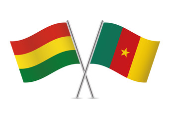 Bolivia and Cameroon flags. Vector illustration.