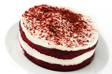 Red Velvet cake isolated on white background

