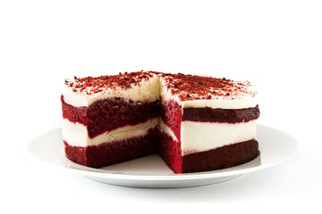 Red Velvet cake isolated on white background

