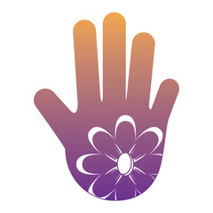 hamsa hand with beautiful flowers design over white background, vector illustration