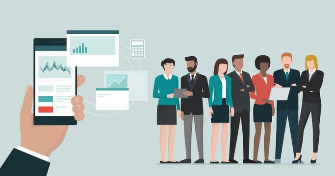 Financial app and business team