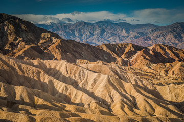 Death Valley landscape at sunrise with dramatic skies