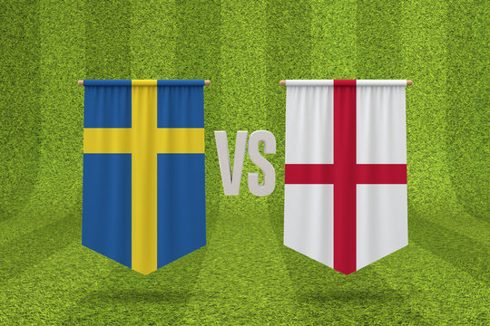 England versus Sweden soccer quarter final match. 3D Rendering