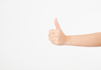 hand showing one or like count isolated on white background. Mock up. Copy space. Template. Blank.