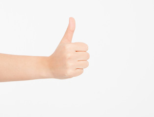 hand showing one or like count isolated on white background. Mock up. Copy space. Template. Blank.