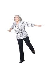 happy senior woman  posing isolated