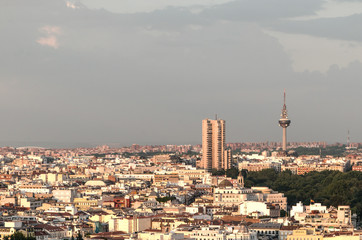 Skyline of Madrid with piruli and other building