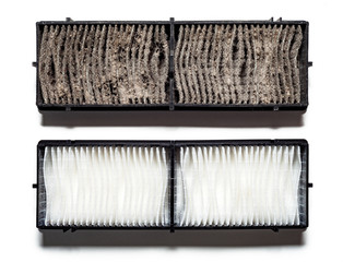 New and used air filter. Clean and dirty air filter.