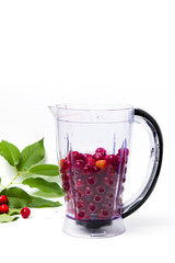 Cherry fruit in a blender for making a smoothie