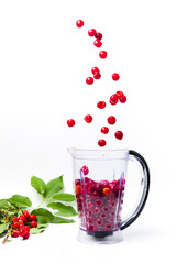 Cherry fruit in a blender for making a smoothie