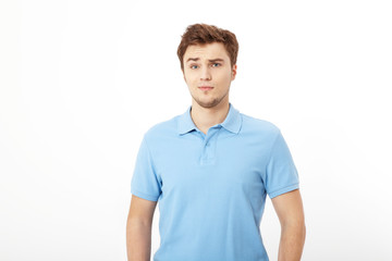 Man Shirt design. T-shirt blue. Template tshirt. Mock up and copy space