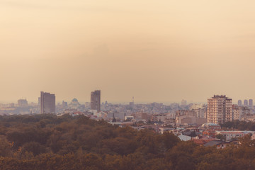 Panoramic view of Belgrade, Serbia in the evening.