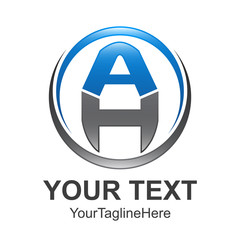 Circle Abstract Letter AH Initial alphabet Logo design Template white Background